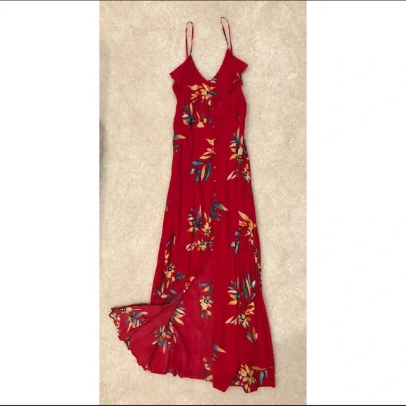 Express | Dresses | Express Red Floral Maxi Dress | Poshmark